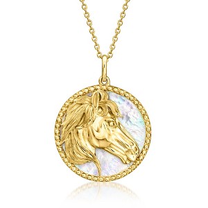 Ross-Simons Mother-Of-Pearl Horse Pendant Necklace in 18kt Gold Over Sterling Size 18 - 1 of 3