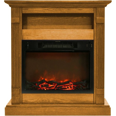 Cambridge Cam3437-1tek Sienna Fireplace Mantel With Electronic Fireplace  Insert Teak : Target