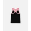 Deux par Deux Girl Organic Cotton Racerback Tank Top Black and Candy Machine - 2 Years - 4 of 4