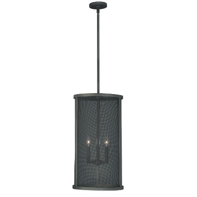 VAXCEL Wicker Park 3 Light Black Industrial Candle Cylinder Pendant