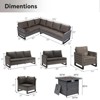Buenhomino 6 Pieces Outdoor Patio Furniture Set with Propane Gas Fire Pit Table, Outdoor Sectional Sofa PE Rattan Wicker Patio Conversation Sets - 4 of 4
