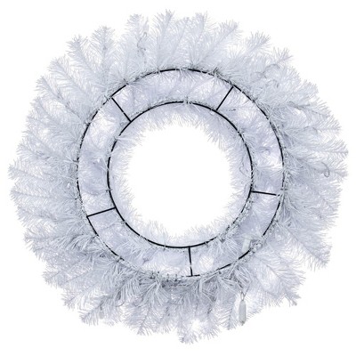 17" Crystal Pine LED-Lit Glossy White Outdoor Christmas Wreath