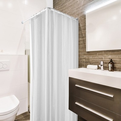 White L-Shaped Wall Mounted Corner Shower Curtain Rod