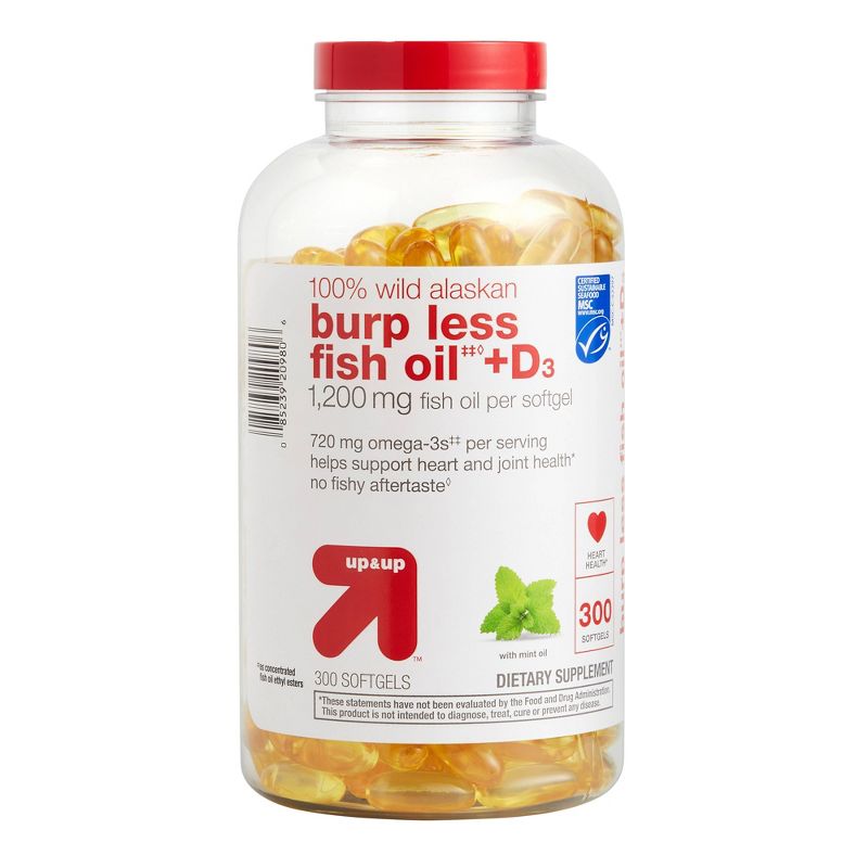 100% Wild Alaskan Burp Less Fish Oil Dietary Supplement Softgels - 300ct - up &#38; up&#8482;, 1 of 6