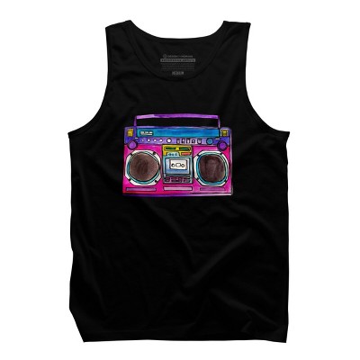 Men's Design By Humans Cartoon Old School Boombox By staceyroman Tank Top