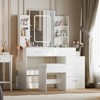 Vanity Desk with Mirror & Lights, Makeup Vanity Table with 6 Drawers, Shelves & Stool, 3-Color Lighting - 2 of 4