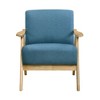 Modern Upholstered Accent Chair with Cushion Back and Seat Solid Rubberwood Natural Finish Living Room - 2 of 4