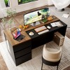 Famapy Woodgrain Desktop Black Computer Desk Office Desk Composite Lighting Glass Cabinet Large Desktop - 4 of 4