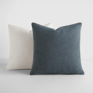 2-Pack Cotton Slub Solid Throw Pillows and Pillow Inserts Set - Navy & White - Becky Cameron, Navy / White, 20 x 20 - 1 of 4