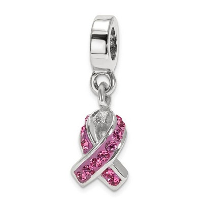 Black Bow Jewelry Sterling Silver Crystal Awareness Dangle Bead Charm