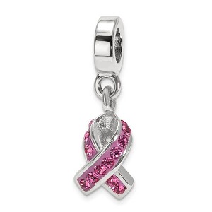 Black Bow Jewelry Sterling Silver Crystal Awareness Dangle Bead Charm - 1 of 3