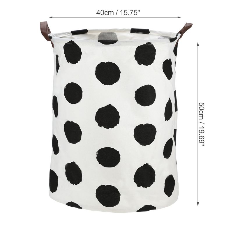 Unique Bargains 3661 Cubic-in Foldable Cylindrical Laundry Basket Black 1 Pc Polka Dots, 3 of 7