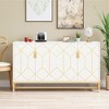 Lirago Modern White and Gold Sideboard Buffet-Kitchen Storage Cabinet with Metal Legs 59.06"Lx13.78"Wx35.43"H - 2 of 4