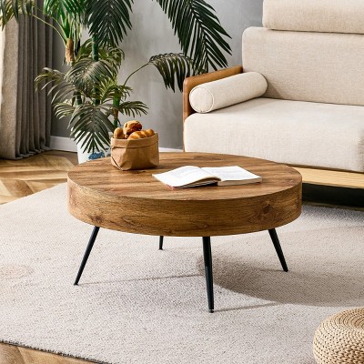 Minimalis Round Coffee Table With Metal Legs,Patterned Coffee Table,Coffee Table Unique,Coffee Table For Living Room -Maison Boucle