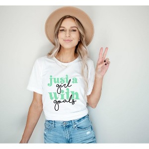 Simply Sage Market Women's Just A Girl With Goals Puff Print Short Sleeve Graphic Tee - 1 of 4