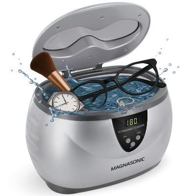 Magnasonic Professional Ultrasonic Jewelry Cleaner Machine, 20oz Tank for Rings, Necklaces, Glasses, Watches, & Dentures - Silver