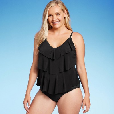 Swimsuits For All Women's Plus Size Loop Strap Blouson Tankini Top, 8 -  Purple : Target