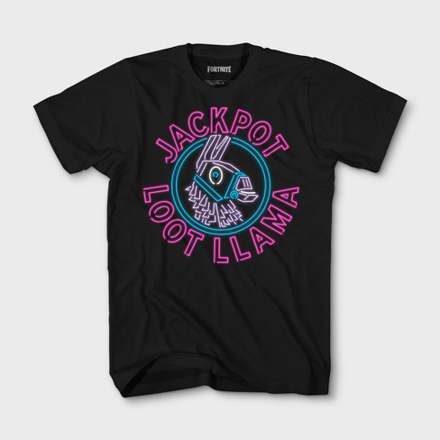 boys fortnite loot llama neon short sleeve t shirt black - fortnite llama birthday shirt