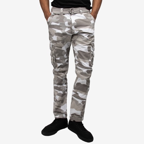 X RAY Men's Belted Classic Fit Cargo Pants in WHITE CAMO Size 32X32