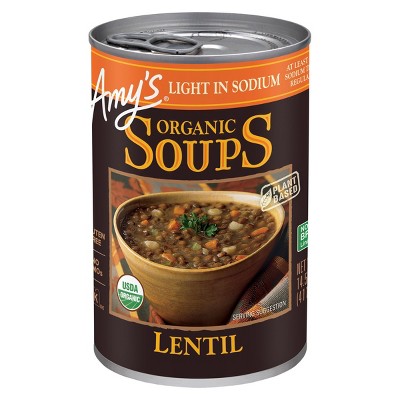Amy's Organic Lentil Soup Light Sodium 14.5 oz, Pack of 2