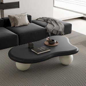 VYNXARIA 47-Inch Black Cloud Shaped Coffee Table with White Ball Legs - Stylish Living Room Centerpiece - 1 of 4