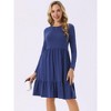 INSPIRE CHIC Women's Long Sleeve Tiered Round Neck Casual A-Line Dress - 4 of 4