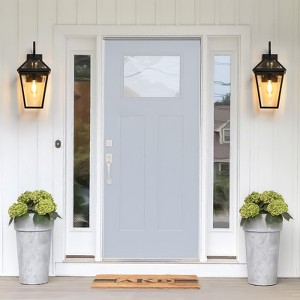 21"(H) 2-Pack Outdoor Wall Lantern Light ¨C Modern Black Metal & Clear Glass Sconce for Porch, Patio, and Garden Lighting (Bulb Not Included) - 1 of 4