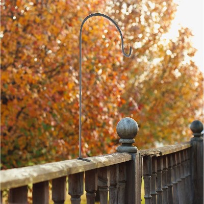 Adjustable Black Metal Deck Rail Shepherd's Hook