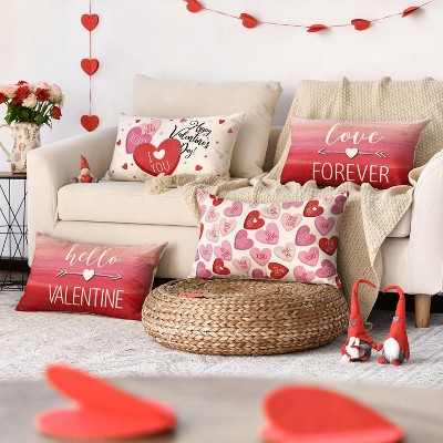 Set 4 Federe Cuscino San Valentino 30x30 Cm – Cuscini Decorativi Rossi Con Frasi Love