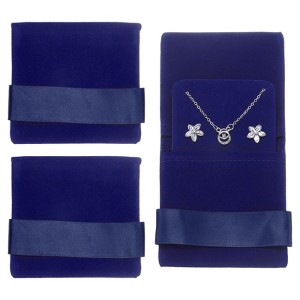 Unique Bargains Velvet Storage Ring Necklace Jewelry Pouches with Insert Pad 3.5" x 3.3" 3 Pcs - 1 of 4