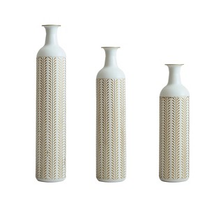 Gulches Floor metal vase modern style decoration home white metal vase 3-piece set gorgeous home decoration large glazed metal vase - 1 of 4