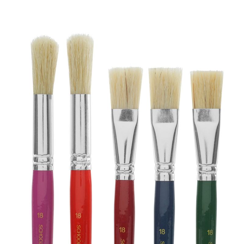 School Smart Stubby Ox Hair Paint Brushes, Assorted Colors and Sizes, Set of 36, 6 of 7