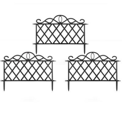 Gardenised Plastic Garden Edging Border Fence, Flower Bed Barrier, Set of 3