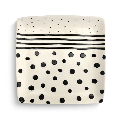 DEMDACO Dots and Stripes Platter White