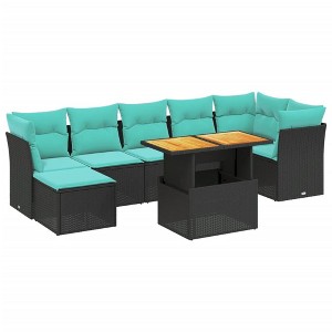 vidaXL 8 Piece Patio Sofa Set with Cushions Black Poly Rattan - 1 of 4