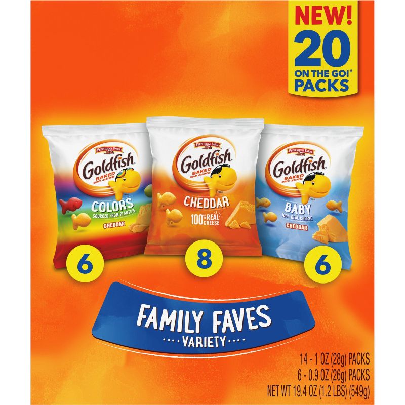 Goldfish Crackers Family Faves Variety Pack - 19.4oz/20ct, 3 of 13