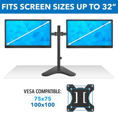 Black Dual Monitor Desk Stand with Adjustable Arms