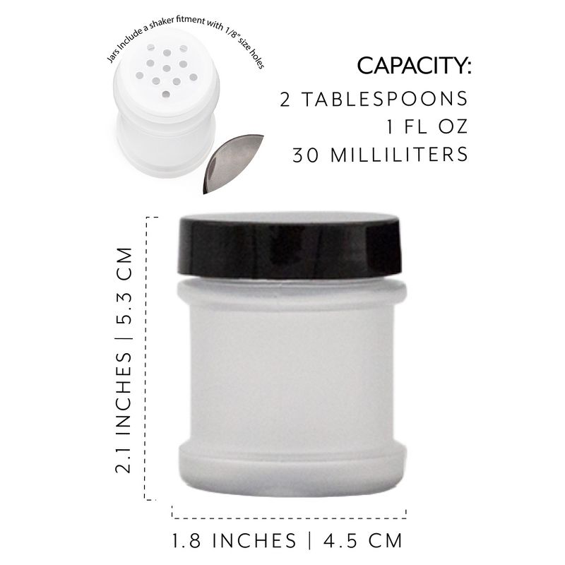 Cornucopia Brands-Mini Plastic Spice Jars 2Tbs Capacity Bottles with Lids and Sifters 12pk, 3 of 7