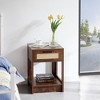 15.75" Rattan End table with drawer, Modern nightstand, side table for living room, bedroom,Rustic Brown - 3 of 4