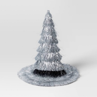 14" Witch Hat Tabletop Halloween Decorative Prop Silver Tinsel - Hyde and EEK! Boutique™