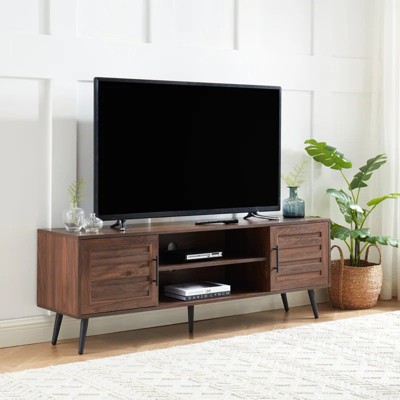 Chic Crate - Bryner Dark Walnut Mid-Century TV Stand for TVs Up to 65" with Storage & Cable Management