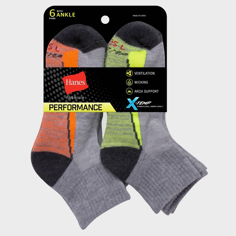 Hanes Premium Boys' 6pk Ankle Socks - Colors May Vary, 4 of 5
