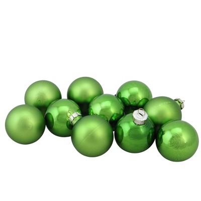 Northlight 10pc Shiny and Matte Glass Ball Christmas Ornament Set 1.75" - Grass Green