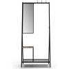 Modern Aluminum Entryway Set, 73-Inch Hall Tree with Mirror & Bench, Shoe Storage Shelves, Black/Brown Combo for Living Spaces - 4 of 4