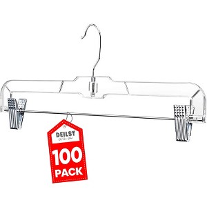 DEILSY Clear Pant Hangers with Adjustable Non-Slip Clips, 360 Swivel Hook (12 Pack) - 1 of 4