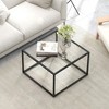 Tangkula Glass Coffee Table 27.5 Inch Modern Square Metal Frame Living Room Transparent - 2 of 4