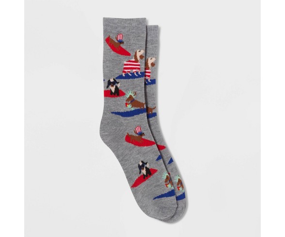 Women's Surfing Dog Crew Socks - Heather Charcoal One Size