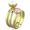 Slickblue Women’s Stainless Steel Stackable Ring with White & Pink Crystals, IP Gold Finish, Round Design, Size 5-10 - 4 of 4