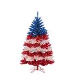 Sterling 5-Foot Patriotic American Tree in Red, White and Blue with 495 Clear/Red Lights and 5 Twinkle Lights on Top Section