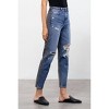 Women's Two Tone Distressed Tapered Jeans - HIDDEN - 3 of 4